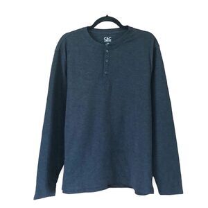 C&C California Men's Gray Henley Long Sleeve Shirt Size XL Neutral Minimalist